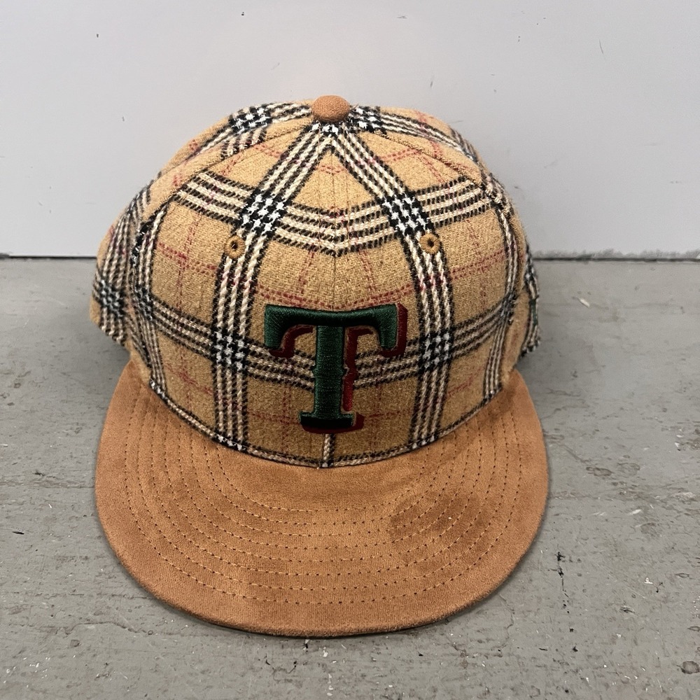 New‎ Era Texas Rangers Plaid Check Suede Brim Adjustable Retro Pattern Cap 7